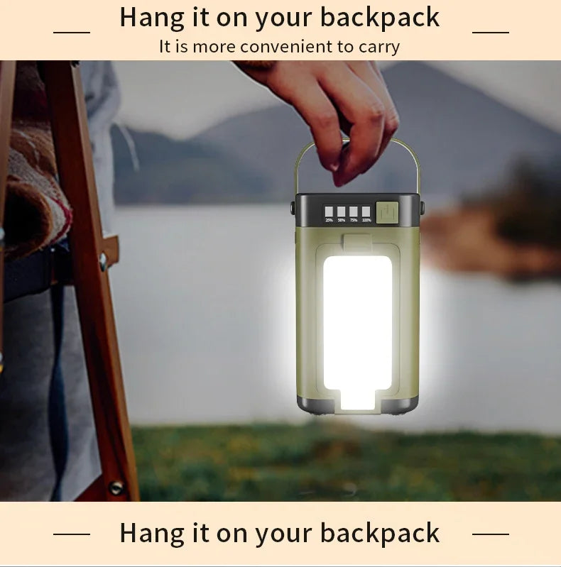 Camping Light Lightweight Handheld Torch  5 Lighting Modes Rechargeable Tent Lamp for Patio Climbing 8 Light Filaments