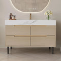 36" Modern Bathroom Vanity with Sintered Stone Top & Ceramic Sink – 4 Soft-Close Drawers, Waterproof Multi-Layer Wood, Custom