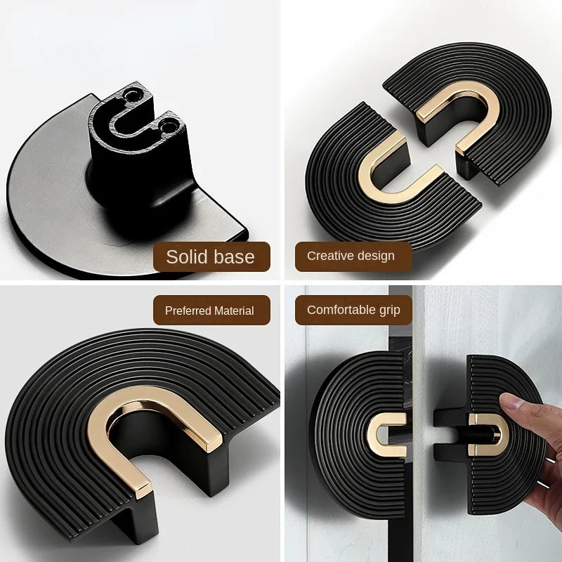 Brass Furniture Handles Modern Light Luxury Semi Circle Pulls Wardrobe Dresser Cupboard Cabinet Drawer Half Moon Knobs