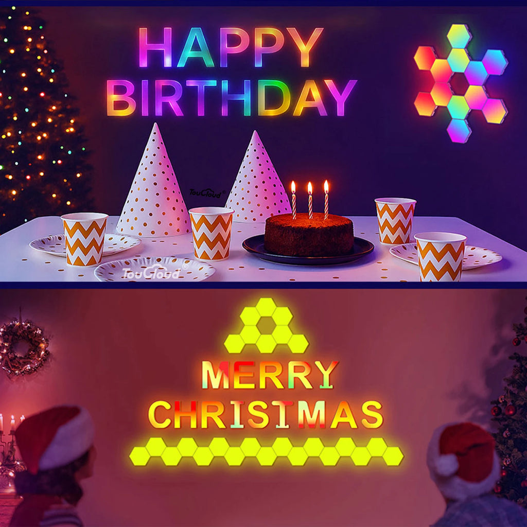 Smart LED Hexagonal Wall Lamp Quantum Panel Music Sync APP Control for Game Room Bedroom Living Room Decor Birthday Christm Gift