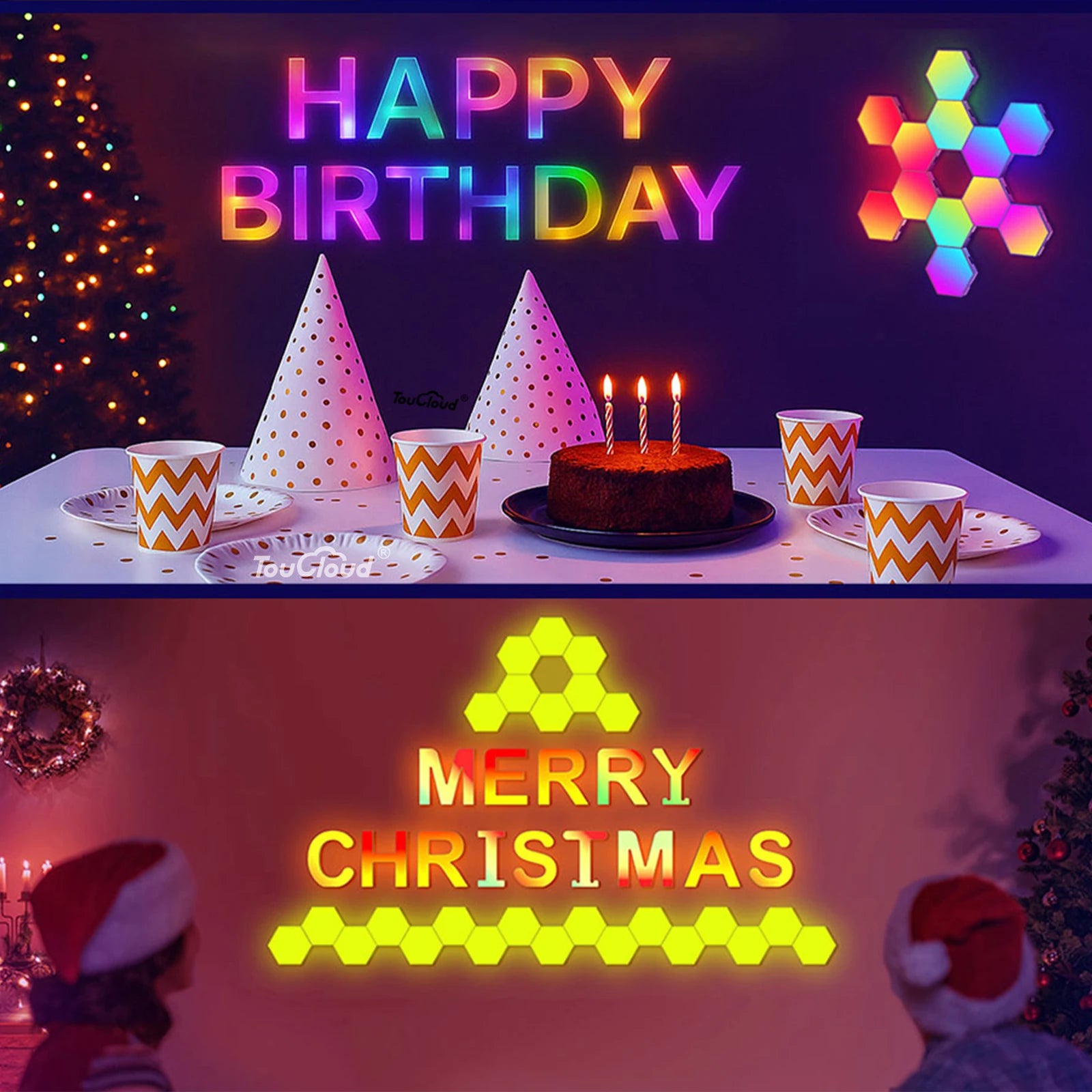Smart LED Hexagonal Wall Lamp Quantum Panel Music Sync APP Control for Game Room Bedroom Living Room Decor Birthday Christm Gift