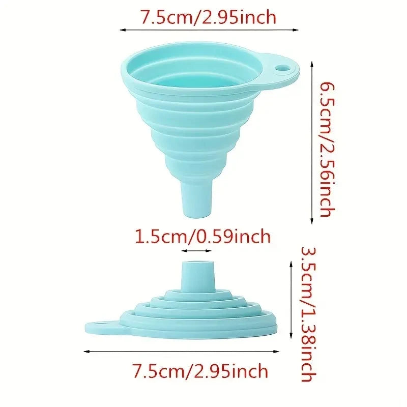 Silicone Collapsible Funnel, Foldable Funnels For Water Liquid Oil, Kitchen Gadgets Accessories, Kitchen Utensils, Apartment Ess