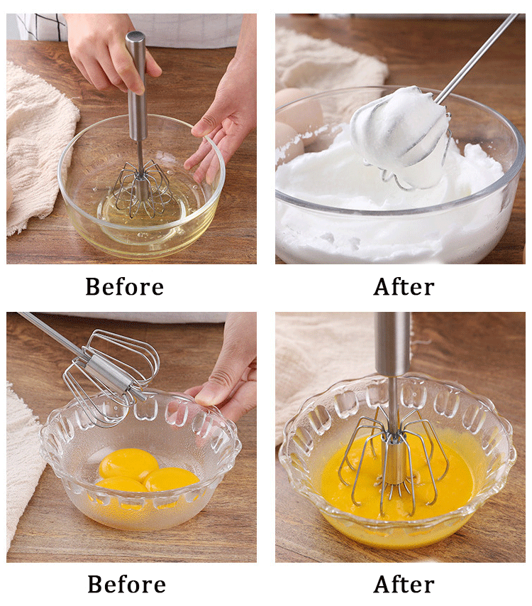 Semi-automatic Egg Beater Egg Whisk Manual Hand Mixer Self Turning Cream Utensils Whisk Manual Mixer Useful Kitchen Gadgets