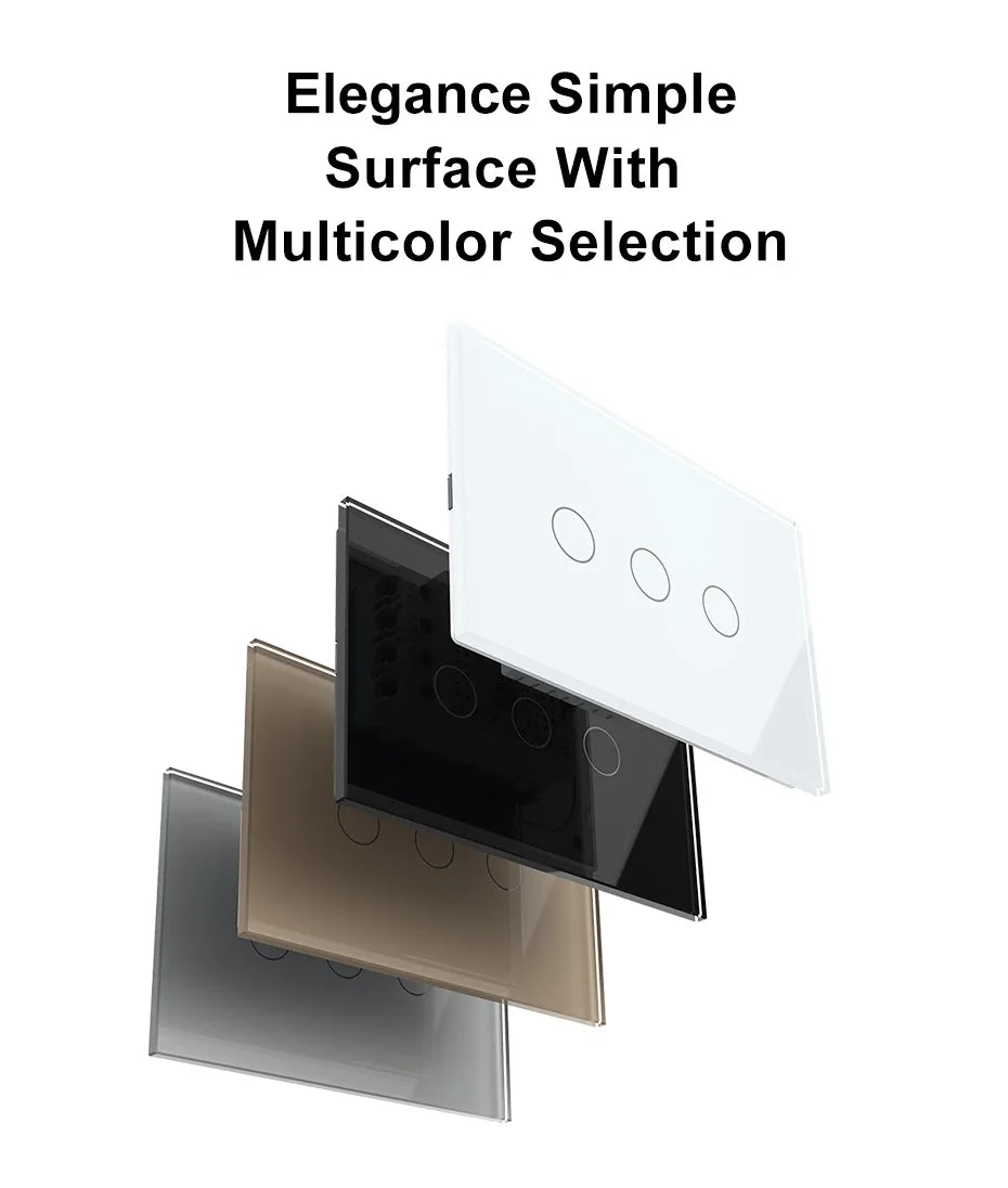 Livolo US/AU Standard Wall Touch Switch Crystal Glass Panel Touch Control Light Switch AC 110~250V/50~60Hz