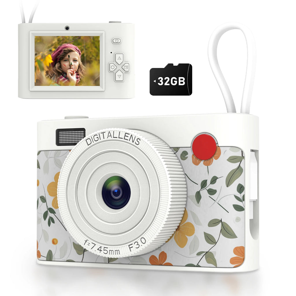 Kids HD Digital Camera 1080P  Compact Camera with 2.4 Inch Screen Built-in Battery Rechargeable Camera for School Gift