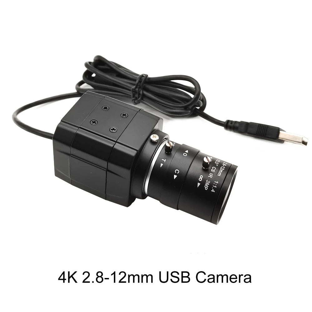 HD 4K USB Webcam With 2.8-12mm Varifocal Zoom Lens 2K 4MP PC Usb Video Camera UVC OTG Plug And Play For Live Streaming