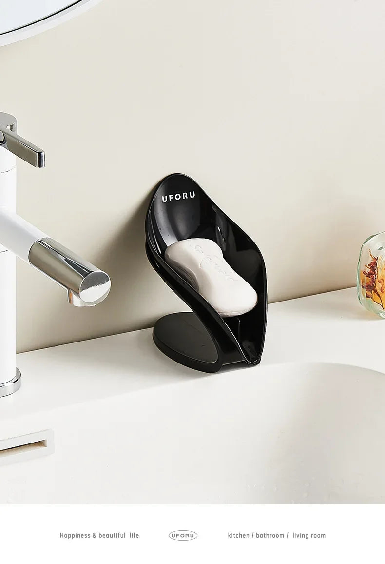 Modern Light Luxury Bathroom Soap Holder - Multi-Functional Countertop Storage Box with Self-Draining Design & Leak-Proof Base
