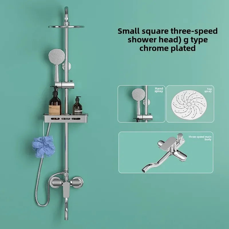 Hot and Cold Shower Head Set Bathroom Set Brushed Gold Shower System Toilet Shower Set, Household Bathroom Shower Douche