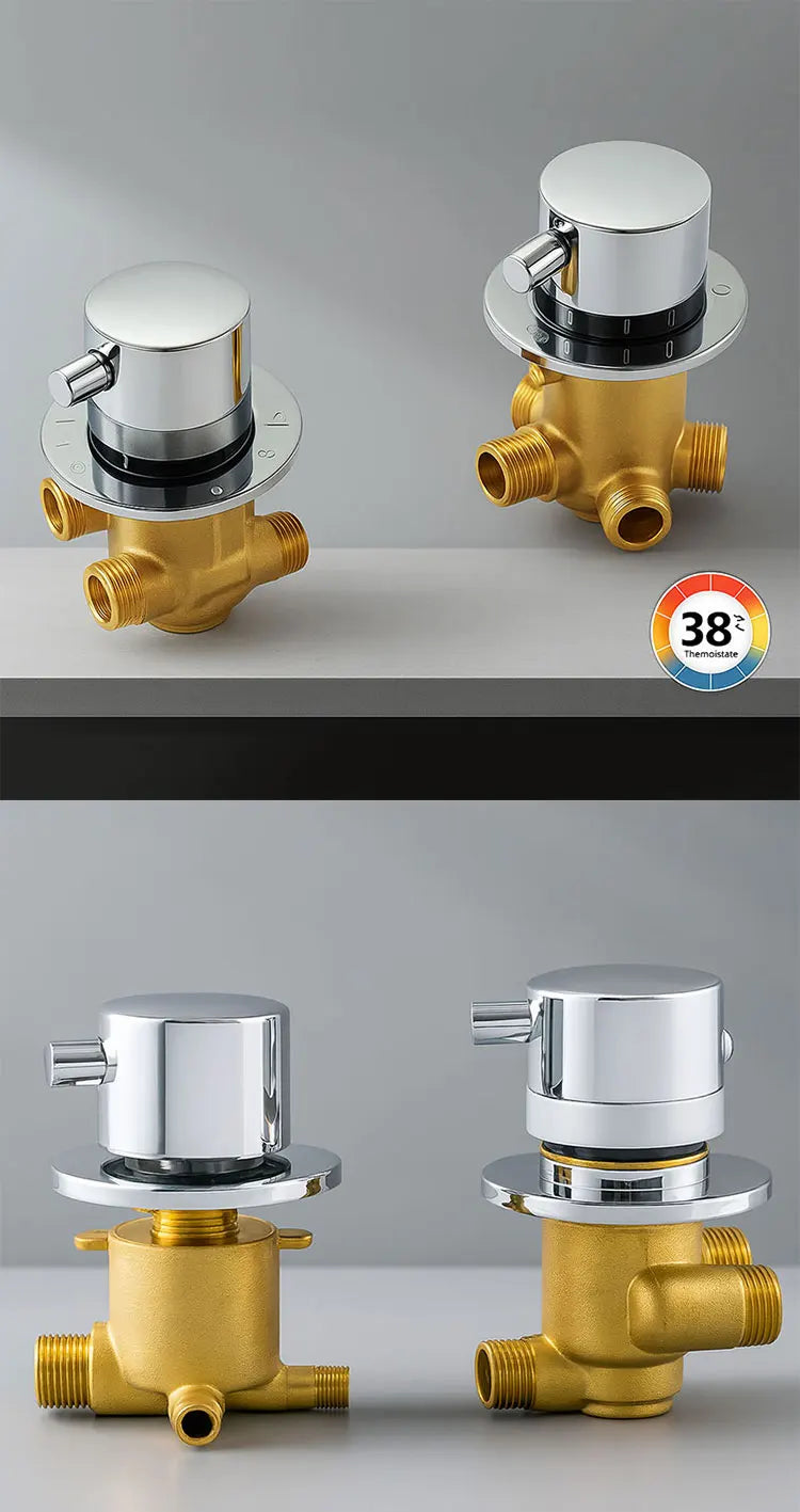 Thermostatic Brass Shower Faucet Valve 2/3/4/5 Way Diverter Mixer Control for Steam Room Shower Column Panel Bathroom Accessoris