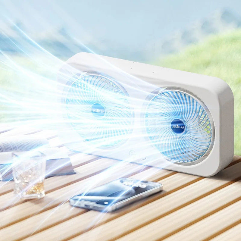 Double Head Fan Air Circulation Fan Dormitory Home Silent Charging Desktop Wall Mounted Super Strong Small Electric Fan