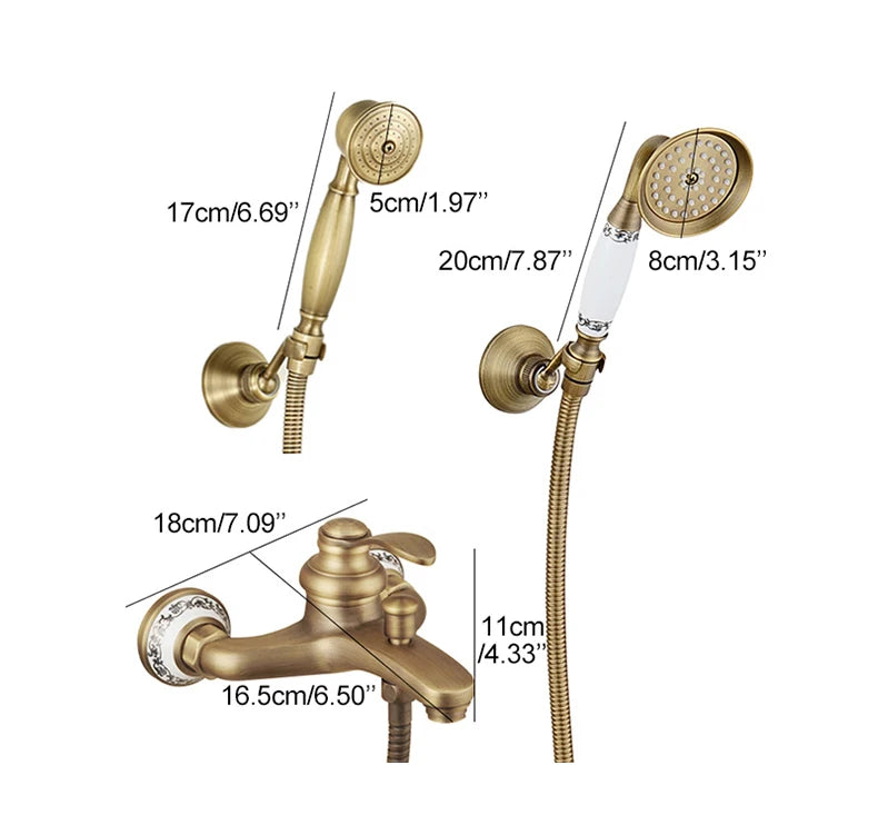 MOLI Wall mounted antique brass bronze brushed bathtub faucet with hand shower bathroom shower faucets torneiras 8306