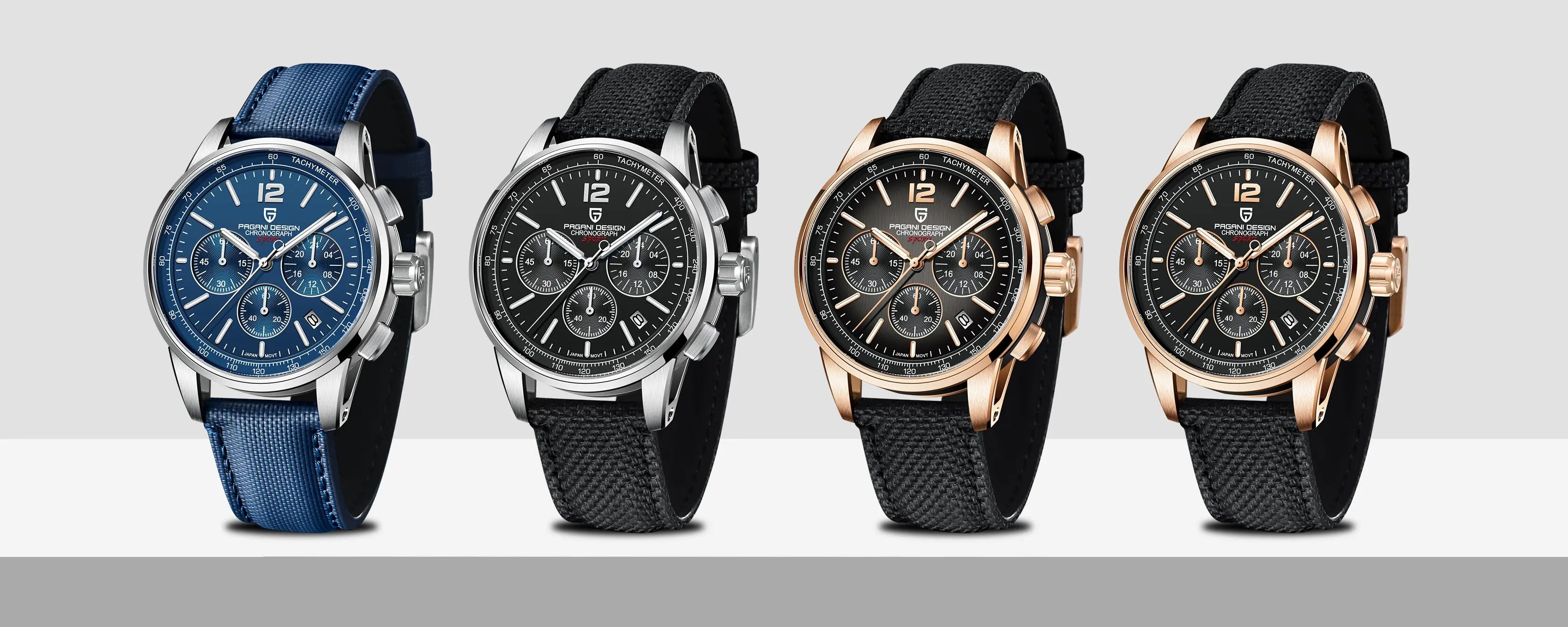 PAGANI DESIGN Men Quartz Watch Modern Light Simple Fashion Pioneer Stainless Steel Tachymeter Waterproof Calendar Luminous Watch