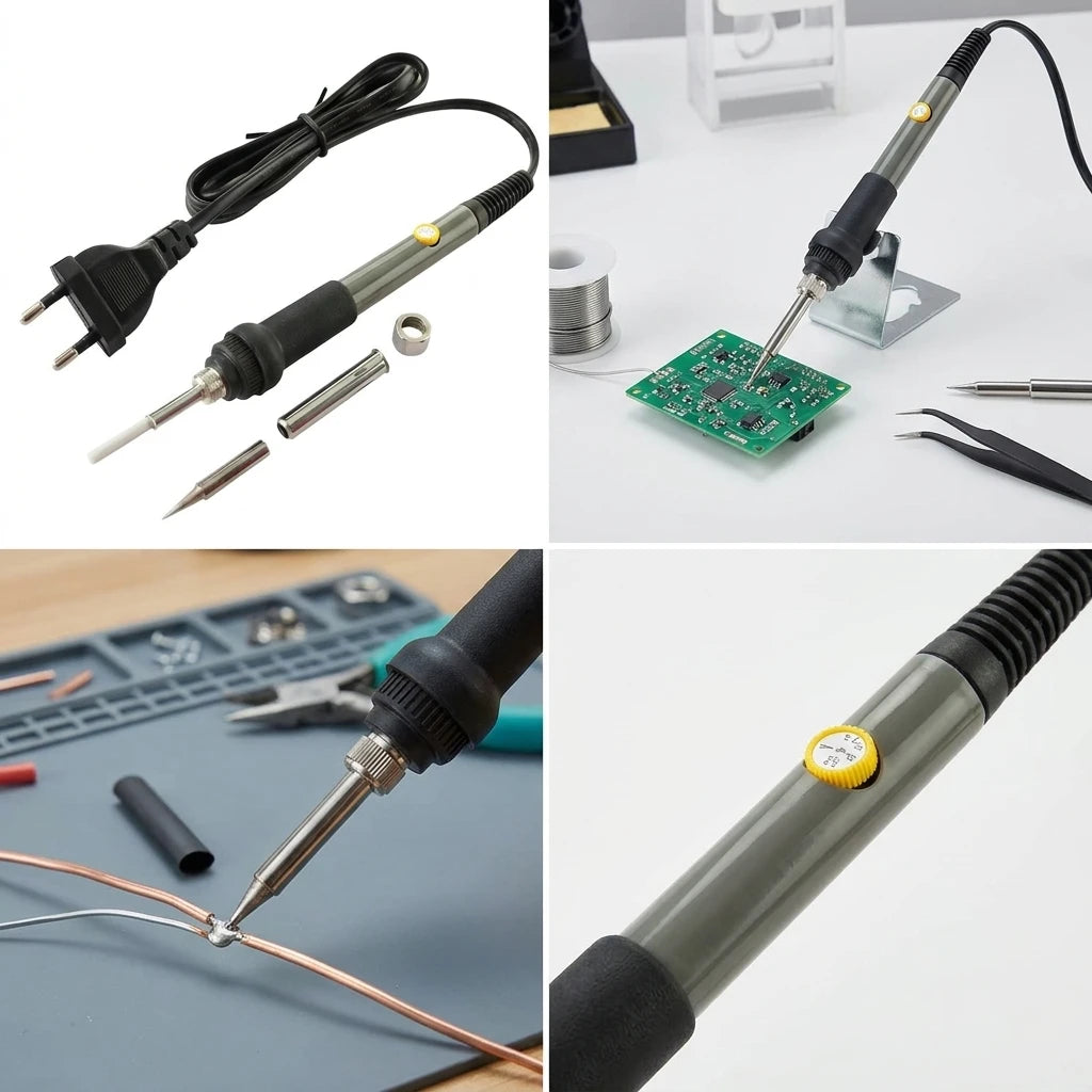 EU 60W Adjustable Temperature Electric Soldering Iron Welding Rework Station Heat Pen Tips DIY Repair Tool
