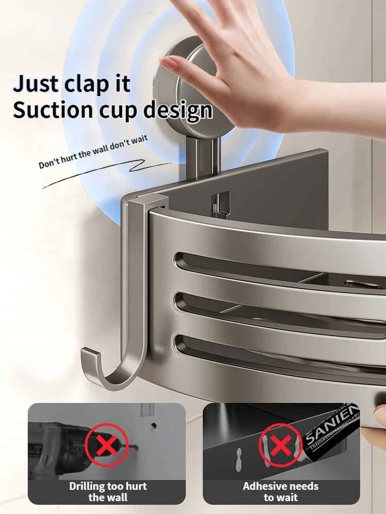 Bathroom Storage Shelf Suction Cup Perforation-Free Bathroom Triangle Toilet Wash Counter Corner Bathroom Storage Shelf