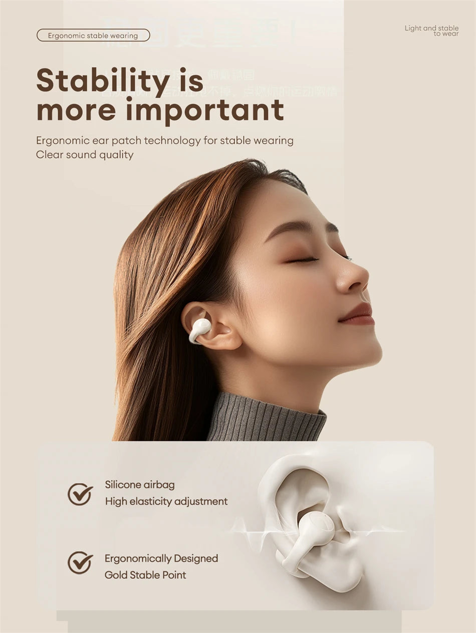 Lenovo LP25 PRO Bluetooth 5.4 Headphones Ear Clip Sport Wireless Headset Long Battery Life Noise Reduction Earphones HD Mic Call
