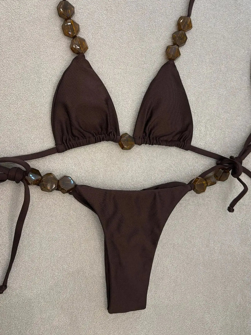 Sexy Bikini Swimwear Women Swimsuit Halter Bead Bikini Set Bathing Suit Two Piece Bikini Summer Beachwear