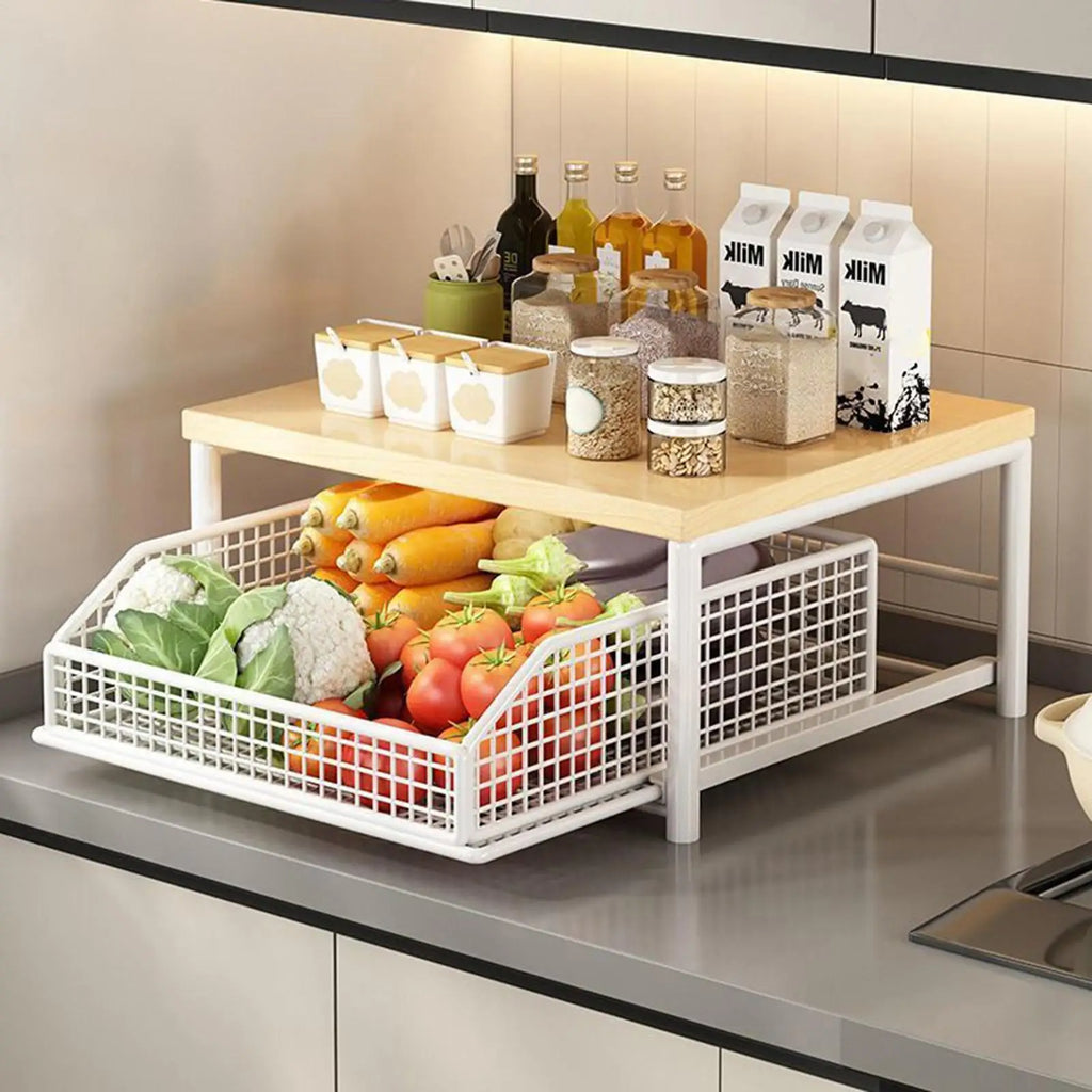 Kitchen Shelf 2-Tier Vertical Holder Rack Household Organizer Shelves for Pantry Kitchen Bathroom Garage Shower Bar Apartment