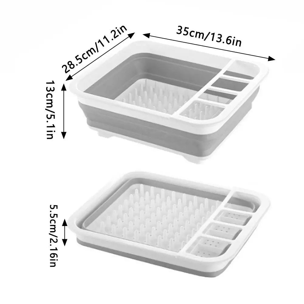 Kitchen Foldable Dish Rack Storage Water Leakage Tableware Bowl Dinnerware Drain Bowl Tray Home Drying Rack Washable Plastic