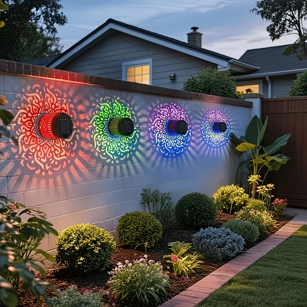 Solar Mandala Sunflower Projector Wall Light Outdoor Garden Decoration Landscape Light for Patio Garden Estate Porch Courtyard