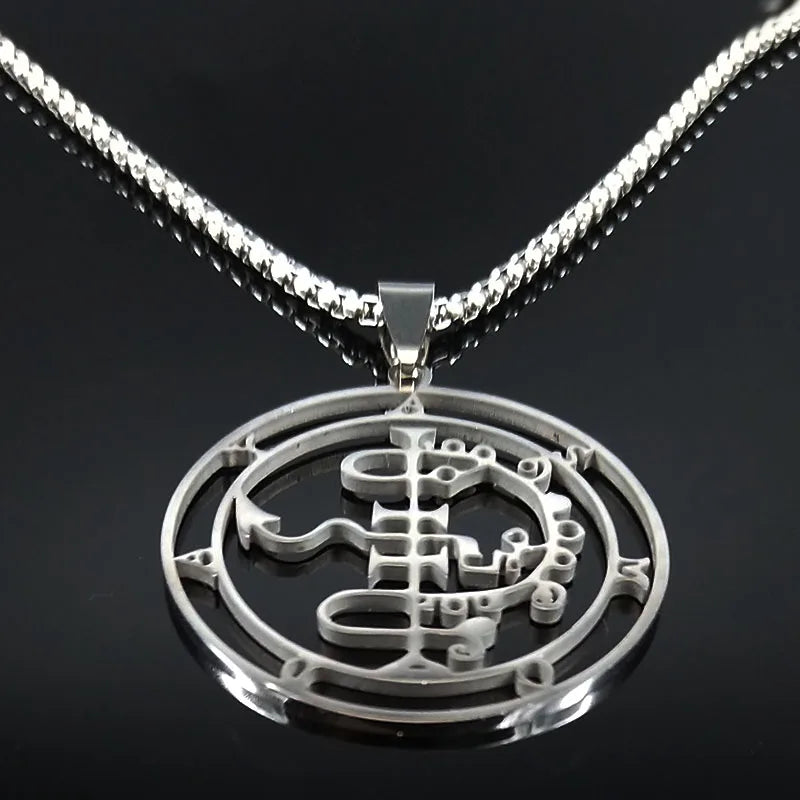 2024 Fashion Sigeal Sigil De Lucifer Stainless Steel Satan Necklace Asmoday Lazer Key Baphomet Stamp Jewelry N7118S03