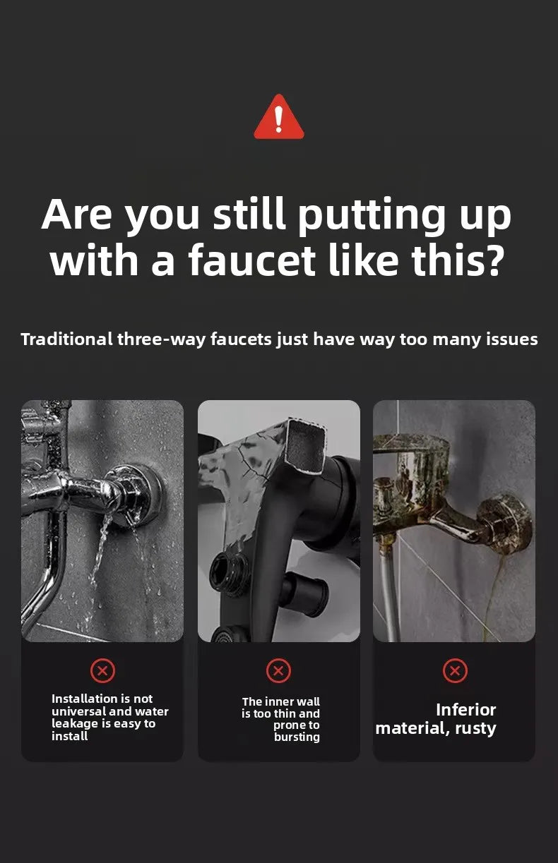 Thermostatic Shower Mixer Valve 3-Way Diverter Universal Wall Mounted Bathroom Bath Shower Faucet Set Zinc Alloy Anti-Scald Temp
