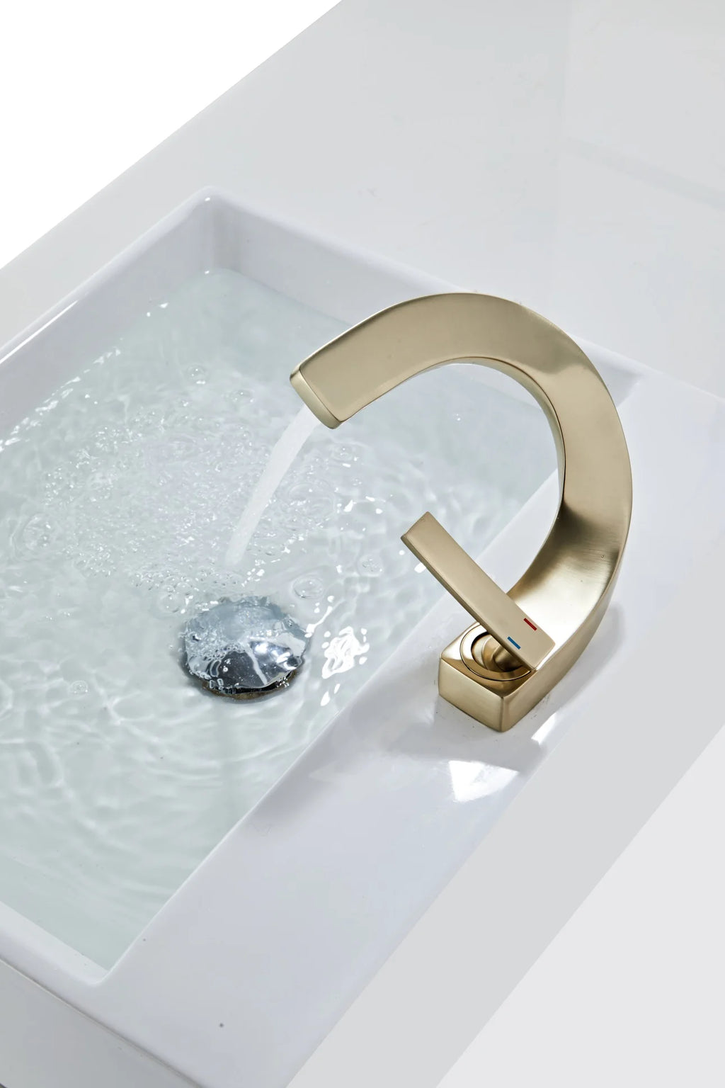 Basin Faucet  Brass Hot and Cold Wash Basin Faucet White with Gold Bathroom Basin Modern Minimalist Creative Faucet PP-12085