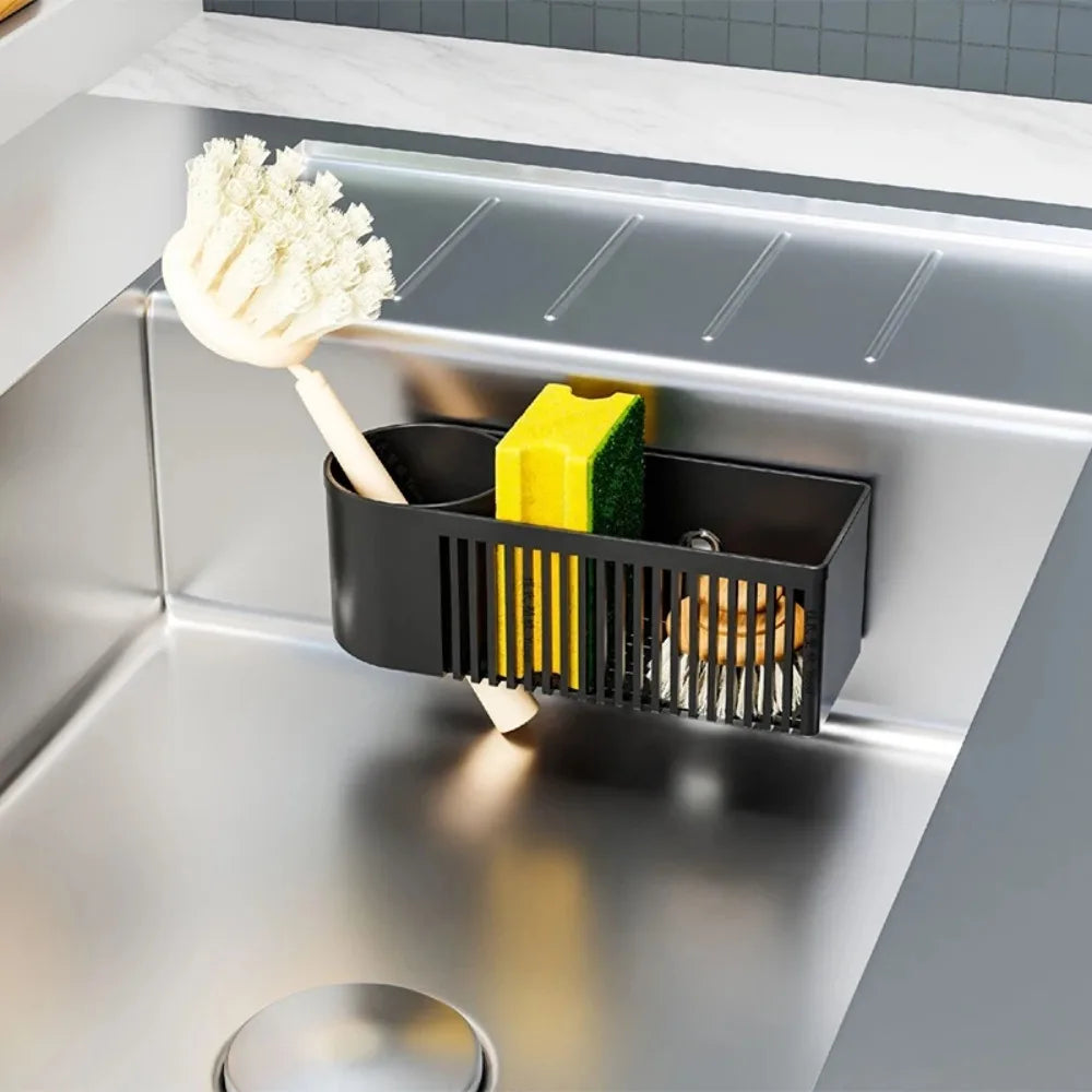 Well-ventilated Kitchen Sink Organizer Plastic Sponge Holder Kitchen Drain Rack Space-saving Dish Soap Dispenser Dishcloths