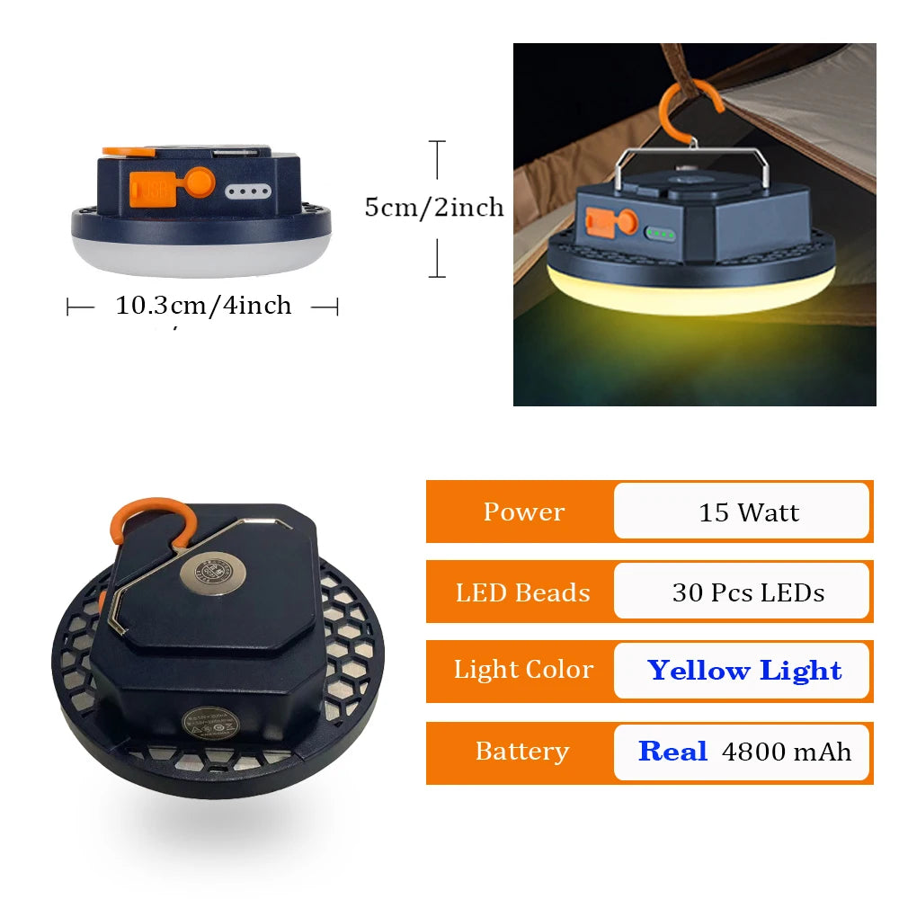 13500mAh Camping Lantern Portable Lantern Rechargeable Magnet Powerful Fashlight Fishing Tent Lamp Outdoor Work Repair Light