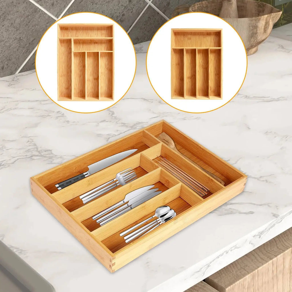 Durable Kitchen Accesorios Cutlery Bamboo Box Sierware Durable Kitchen Drawer Organizer Tray Organizer Kitchen Accesorios