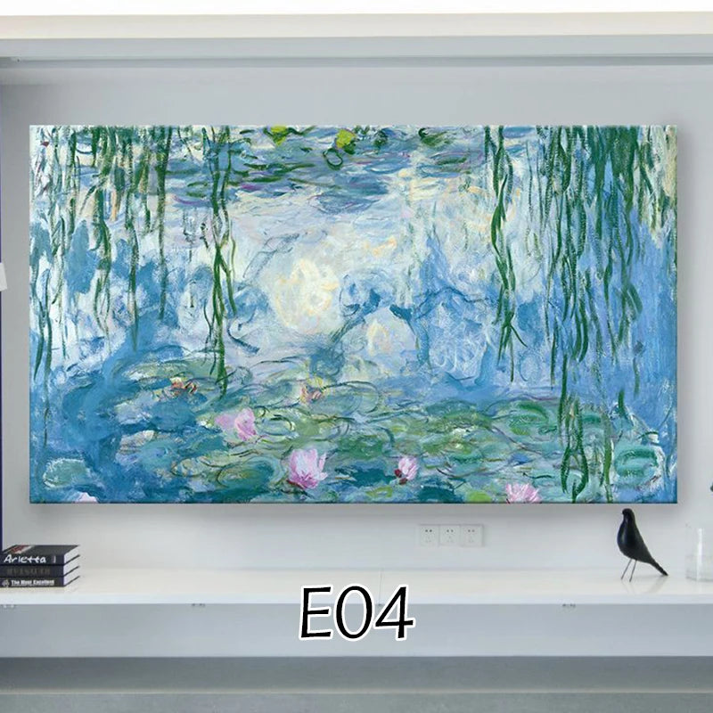 TV Screen Dust Proof Cover Landscape Pattern TV Monitor Cover 32-75 inch High Elastic LCD Protector Cloth