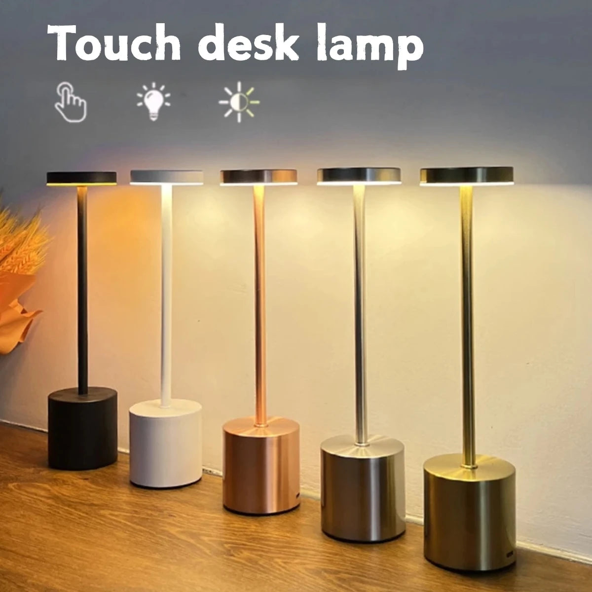 Modern touch adjustable table lamp, metal portable ambient light, suitable for decorating bedroom tables in various living rooms