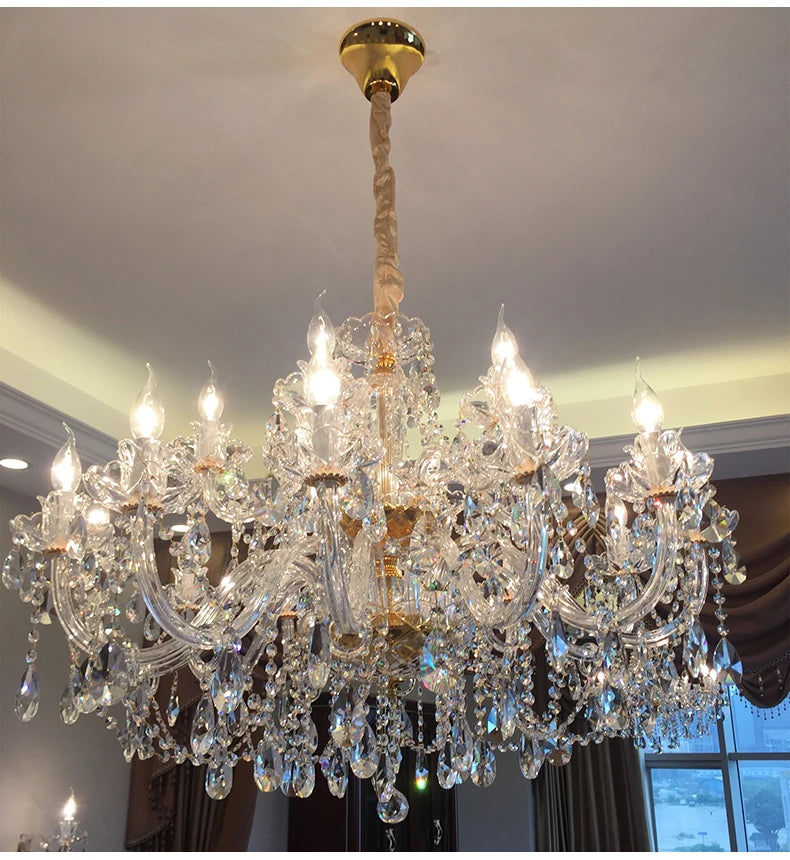 Luxury Living Room Decorate LED Ceiling Pendant Lights Indoor Hanging Lights Fixture Home Crystal Chandeliers Villa Lighting