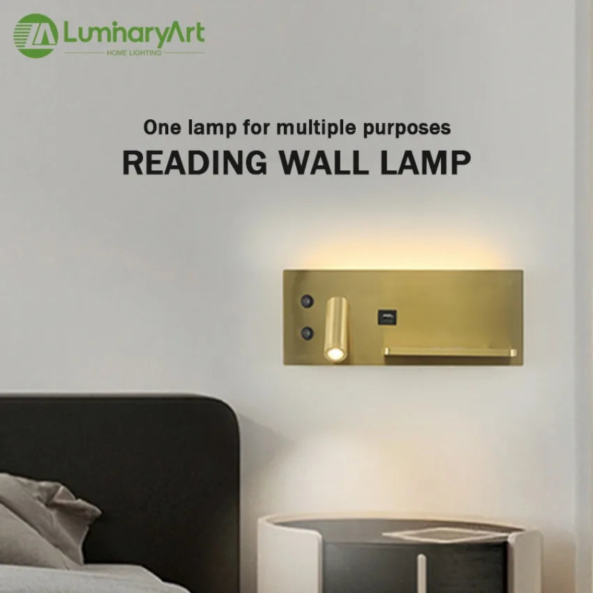 Modern LED Wall Lamp with Wireless Charger Simple Creative USB Interface Night Light Suitable for Living Room Bedroom Study