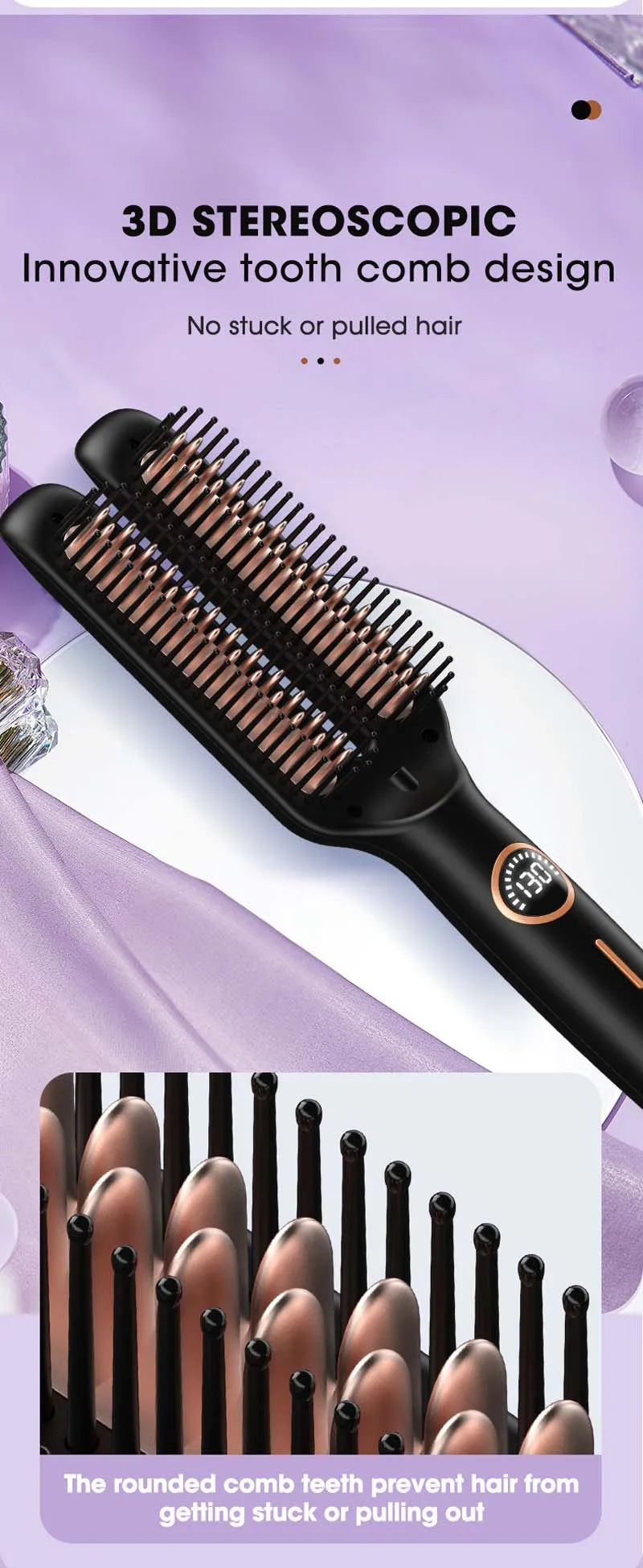 Straightening Brush One-Step Heated Straightener Lcd Digital Hot Comb For Smooth Anti Frizz Hair Electric Brush Straightener
