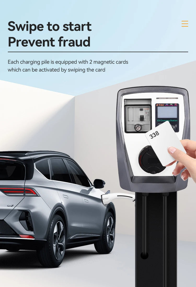 ETEC with socket Electric vehicle Type 2 plug 22kW 32A three-phase Modbus home electric vehicle charging pile EKEC1.