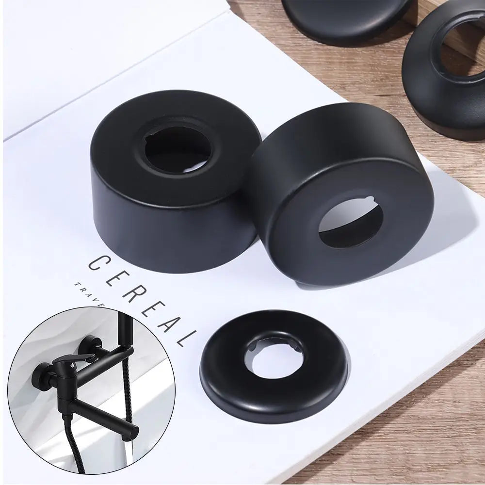 1Pcs Black Shower Faucet Decorative Cover Chrome Finish Stainless Steel Water Pipe Wall Covers Bathroom Accessories