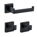 Bathroom Hardware Set Matte Black SUS304 Stainless Steel Toilet Paper Holder Robe Hook Towel Bar Modern Square Wall Mount