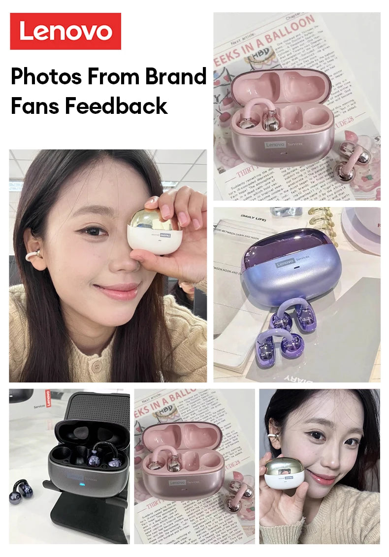 Original Lenovo LE302 Bluetooth Earphones HiFi Sound Ear Clip Earbuds Sports Music Long Battery Life Wireless Headphones Choice