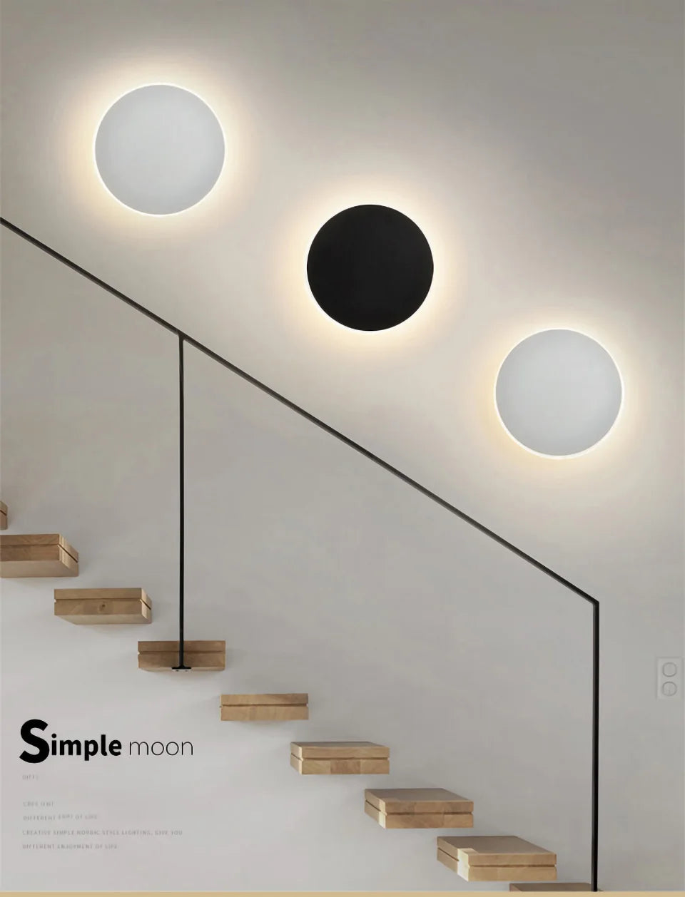 Round wall lamp/modern minimalist style bedroom bedside table staircase porch LED light source human body touch sensor