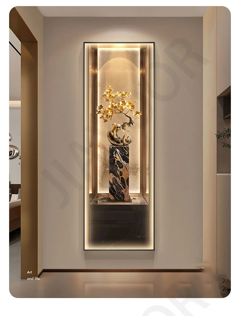 Modern Light Luxury Entrance Decoration Painting Wealth Wall Lamps Tree Corridor Hanging Painting High-end Wall Painting Light
