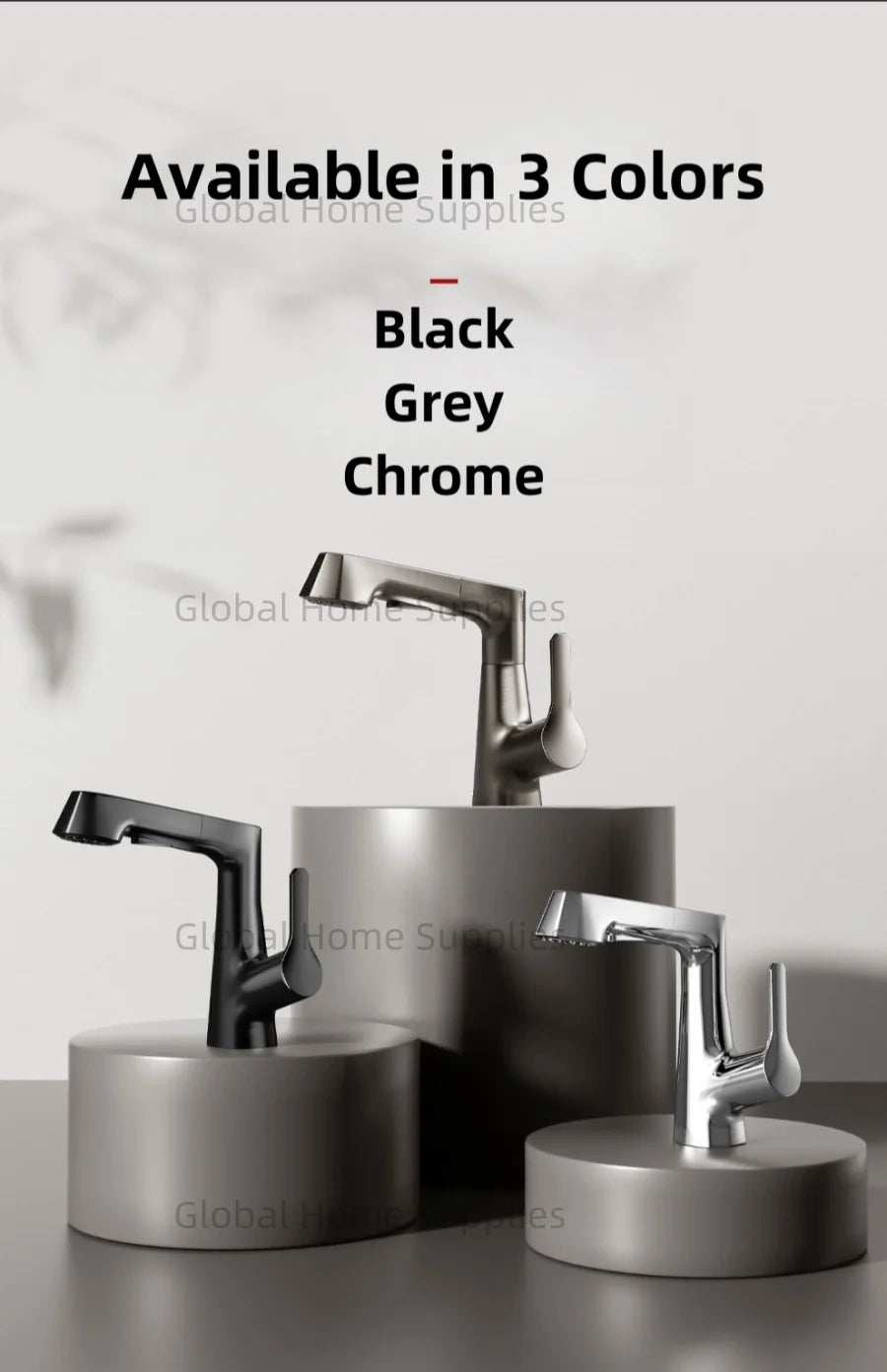 Bathroom Pull Out & Lift Basin Faucet Hot & Cold Water 360° Rotatable Lift Up and Down Single Handel Single Hole Water Mixer Tap