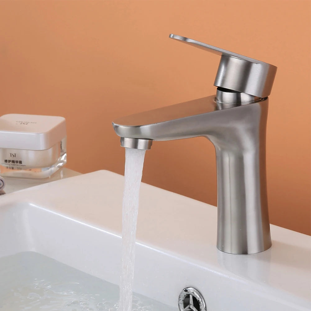 Bathroom Basin Faucet Stainless Steel Cold Water Tap Toilet Single Lever Kitchen Sink Tap Bathroom Washbasin Faucet
