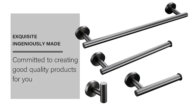 Bagnolux Stainless Steel Gun Gray Black Polished Chrome Brushed Gold Hanger Hook Towel Bar Paper Holder STURDY HANDS