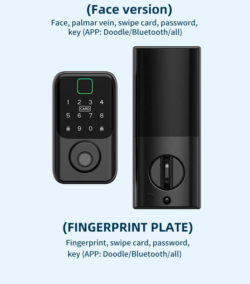 Tuya BLE Digital Electronic Smart Deadbolt Fingerprint Door Lock Password Card Key Unlock Keyless Entry For Smart Home