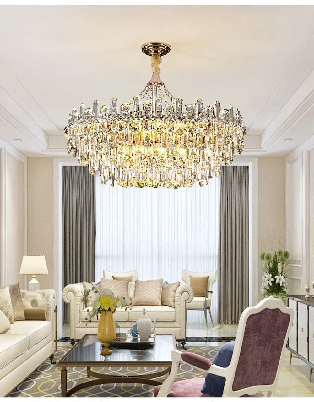 Modern Luxury Led Lights Clear Crystal Chandeliers for Living Room Villa Bedroom Dining Room Art Home Decoration Pendant Lamps