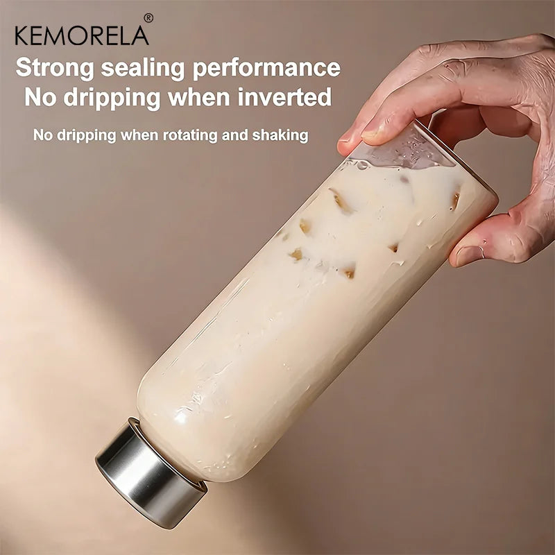 Glass Sports Water Bottle with Lid Leak-Proof And Heat-Resistant 500/750/1000ML for Travel And Storing Such As Juices, Smoothies