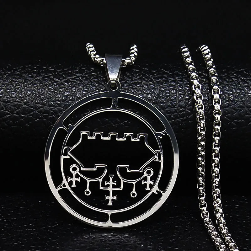 2024 Fashion Sigeal Sigil De Lucifer Stainless Steel Satan Necklace Asmoday Lazer Key Baphomet Stamp Jewelry N7118S03