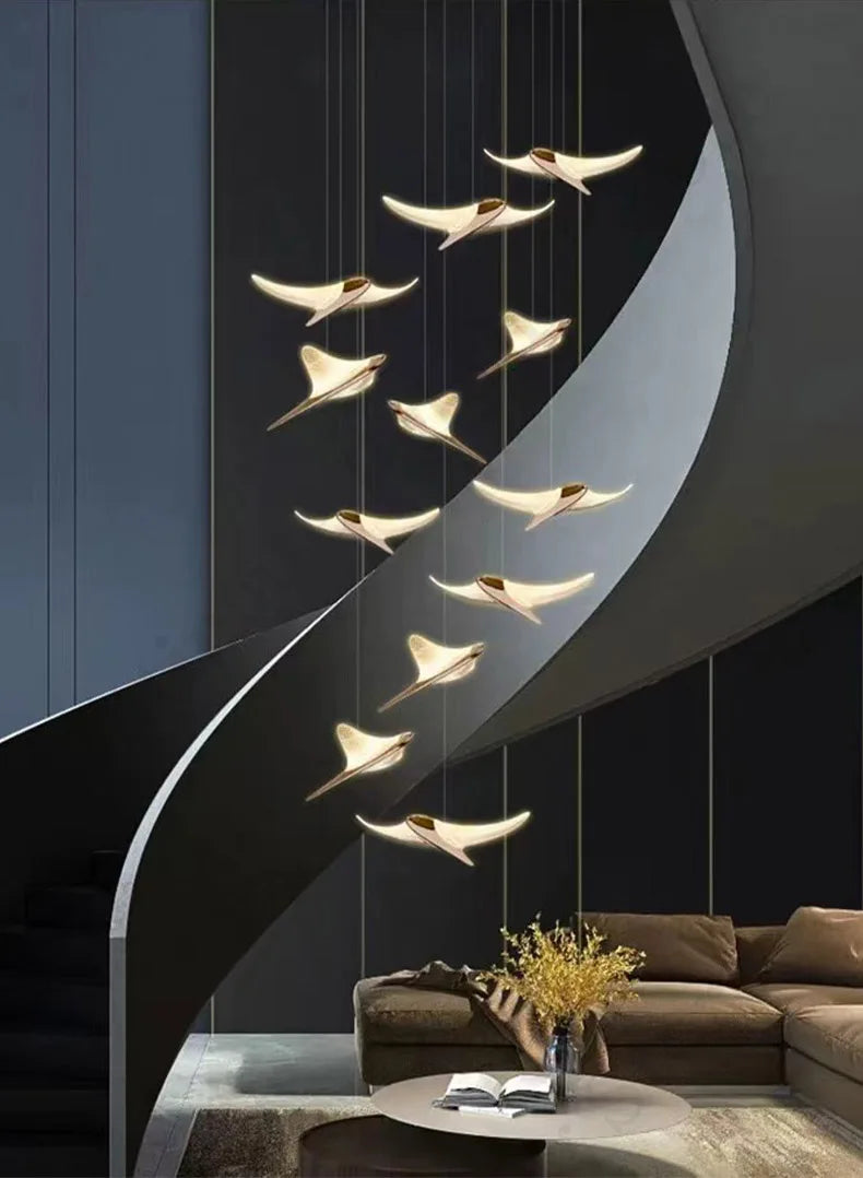 Modern Staircase Branch Chandelier New Luxury Home Hotel Iobby Decoration LED Indoor Lighting Customizable Chandelier