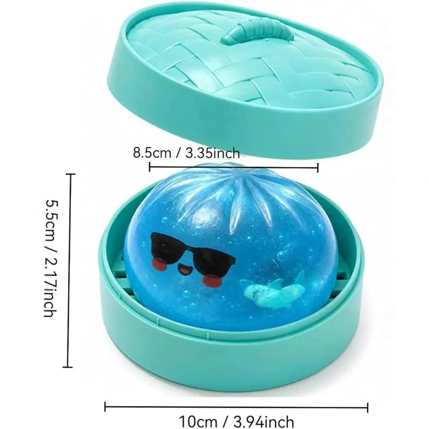 Glitter Shark Dumplings Squishy Toy Soft Slow Resilience Mini Buns Fidget with Steamer Steamed Stuffed Bun Pinch Le