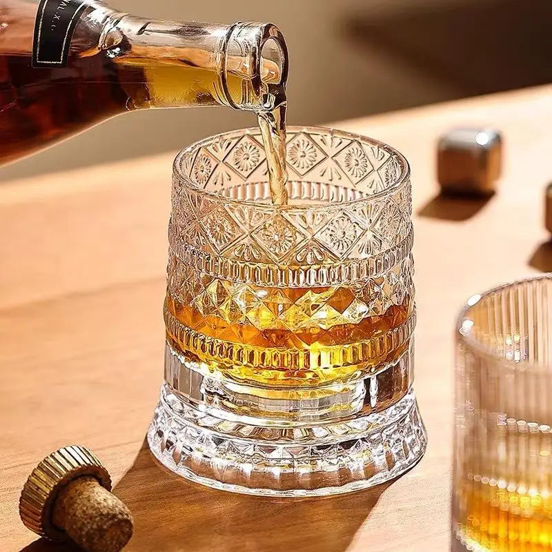 Luminous Rotating Whiskey Glass Elegant Whiskeys Cup Crystal Glass Drinkware for Parties for Cocktail Party Drinking Glass